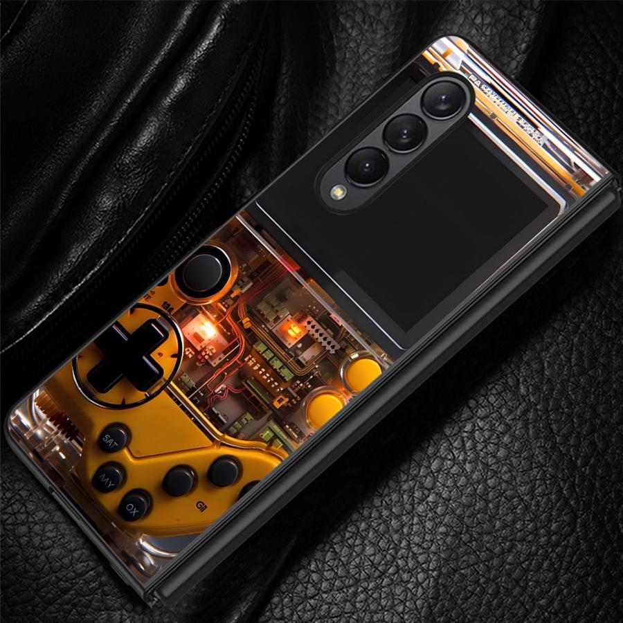 Gaming Console Logo - クールなゲーミングコンソール風スマホケース、Samsung Galaxy Z Fold 8 Ultra、ZFold4、ZFold6、ZFold5、ZFold7、ZFold3、Z
