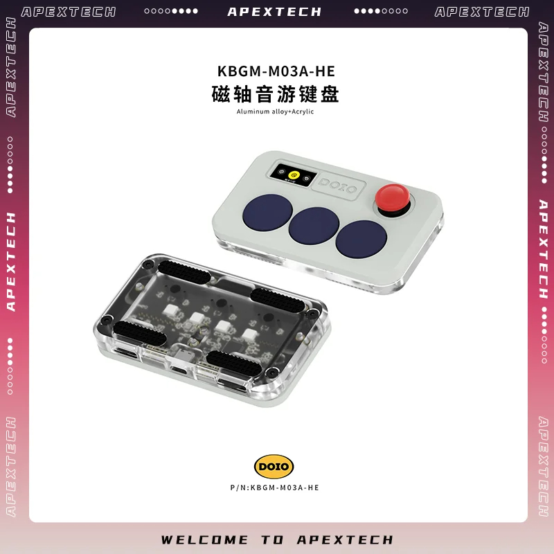 Gaming Console Uk - DOIO KBGM-M03 HE 有線磁気スイッチゲーミングキーボードポータブルミニアルミケースホットスワップ可能カスタム DIY 音楽ゲームコンソール