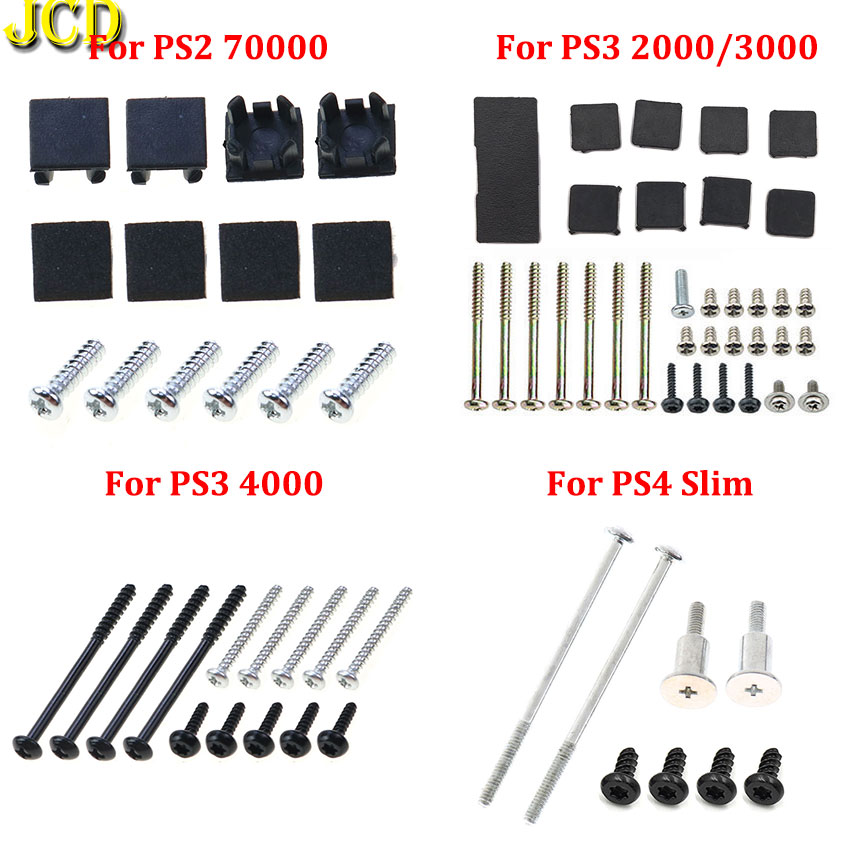 Gaming Console Pc - JCD PS4 スリムネジネジキットフルセット黒プラスチックゴム足カバー PS3 スリム 2000