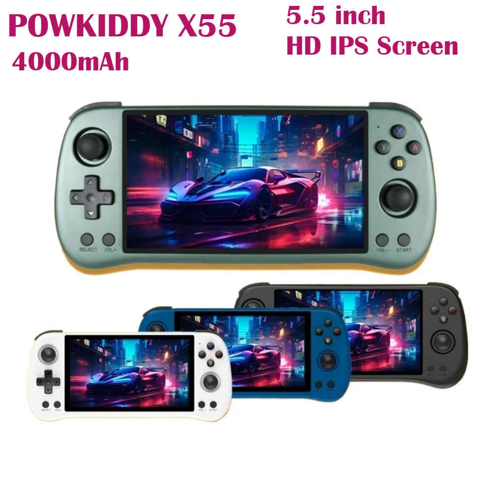 Gaming Console X55 - Powkiddy X55 レトロハンドヘルドゲームコンソール 5.5 インチ HD