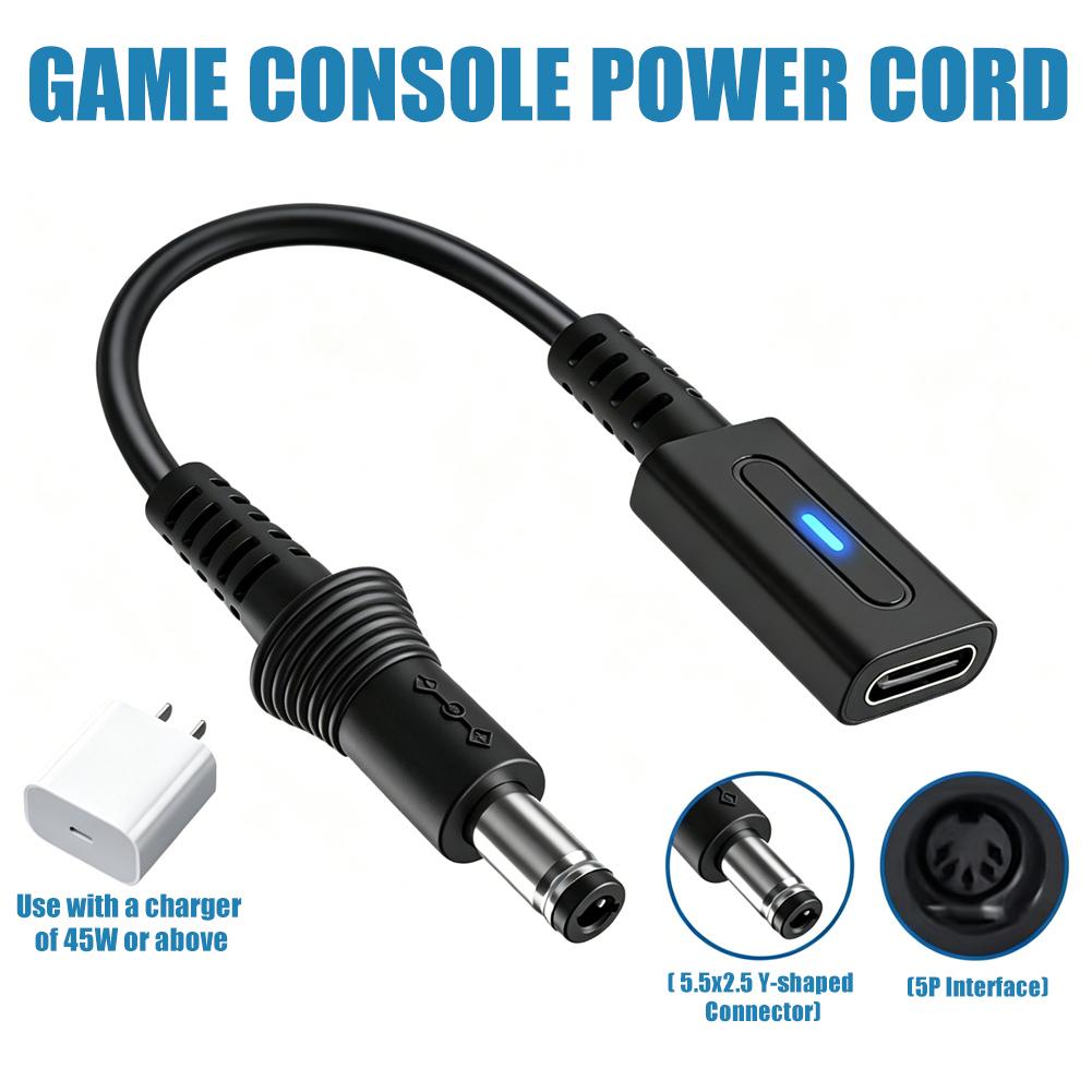 Gaming Console Generations - TYPE-C メスアダプター セガ第 1 世代ゲームコンソール用電源コード ブラック