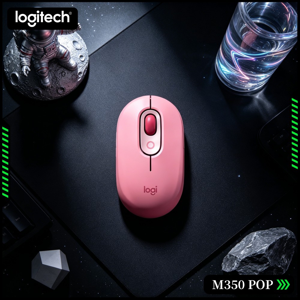 Gaming Console Logitech - 環境に優しいロジクールM350 POPマウス、再生プラスチック製、静音スクロール、多機能、ポータブルPCおよび携帯ゲーム機対応