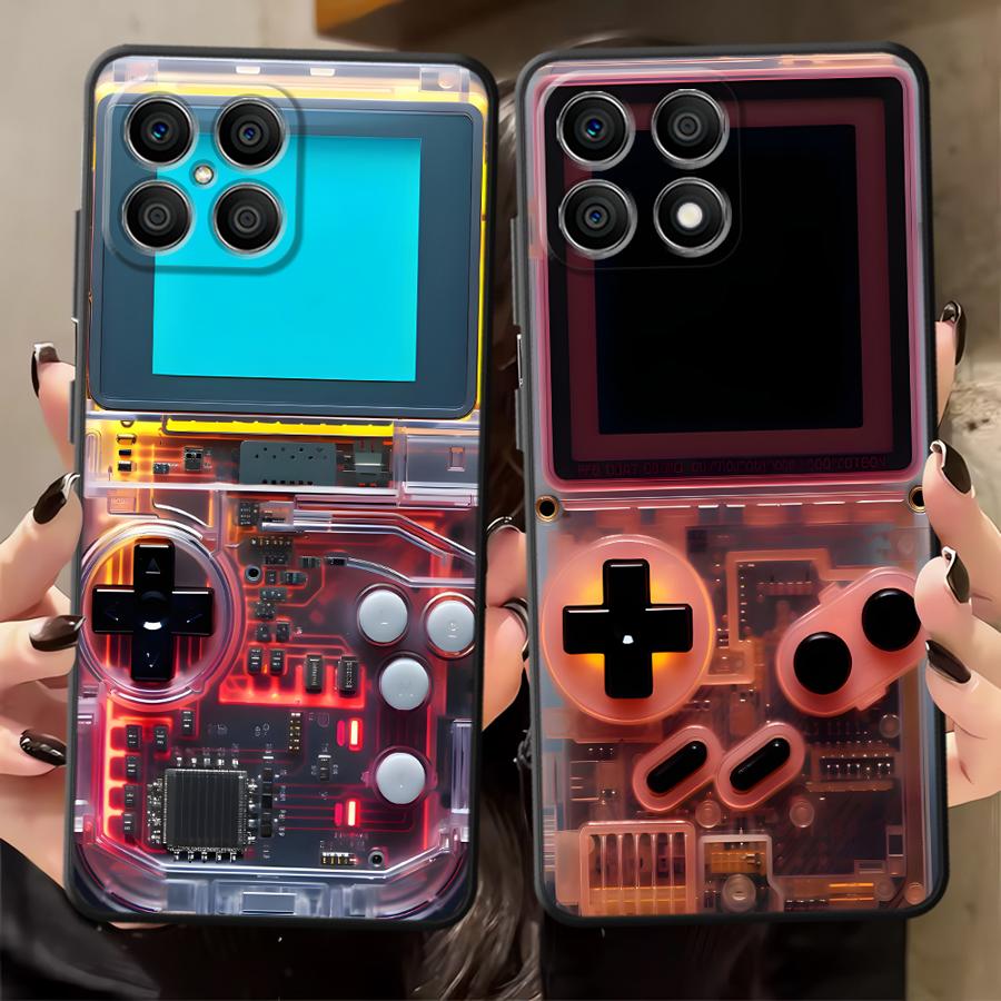 Gaming Console X6 - レッドゲーミングコンソール風スマホケース Honor X6 70 X5b 200