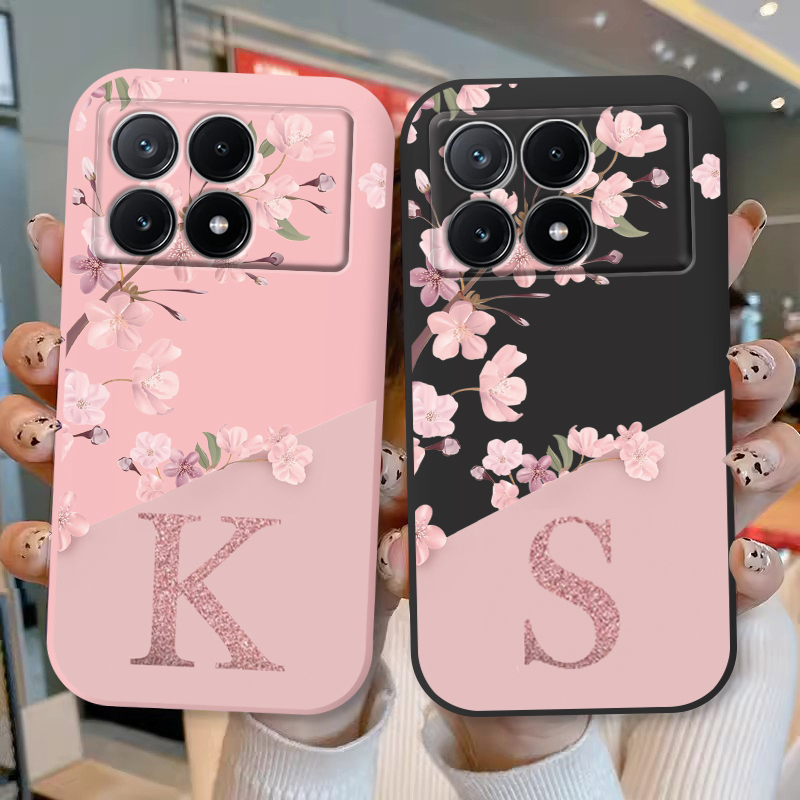 Gaming Console X6 - Xiaomi Poco X3 Pro電話ケース,ソフトシリコンプロテクター,花と文字がかわいい