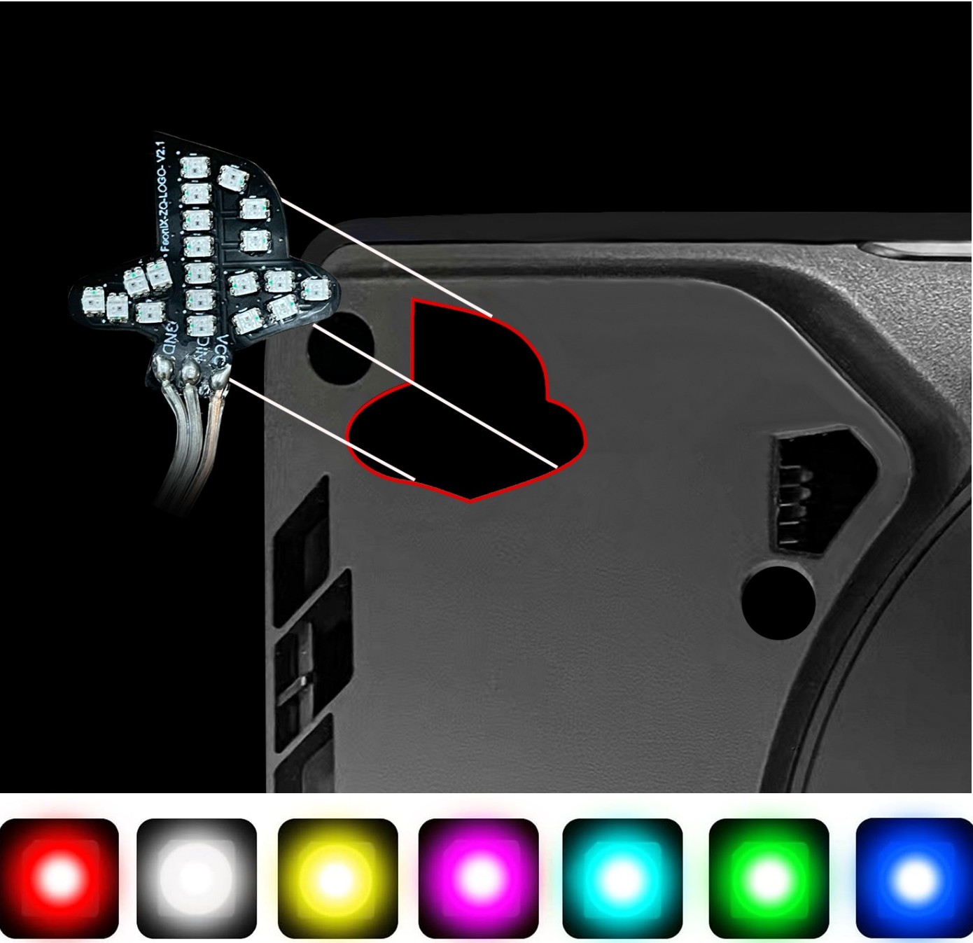 Gaming Console Logo - RGBムードライト 音楽同期機能付き 400種類以上の照明効果 PS5 Slim/Pro対応 ロゴLEDライト