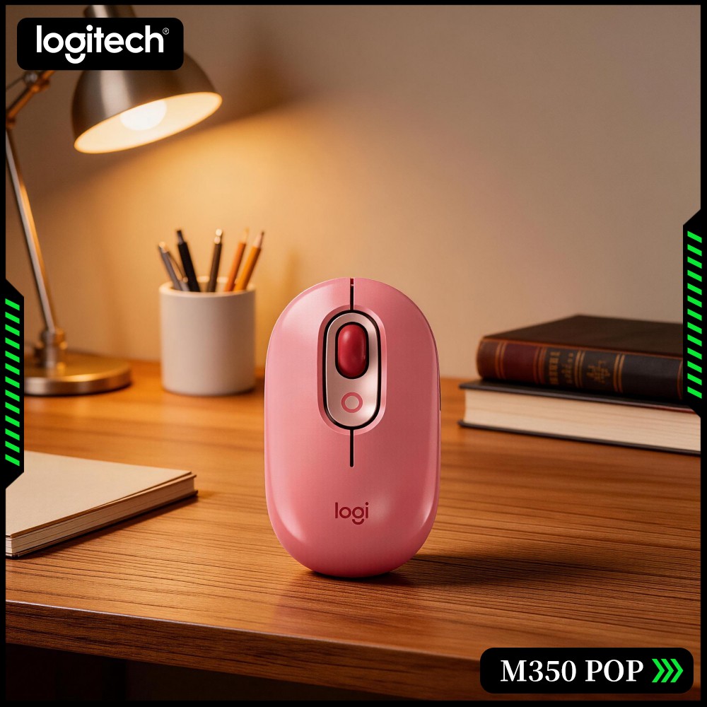 Gaming Console Logitech - 環境に優しいロジクールM350 POPマウス、再生プラスチック製、静音スクロール、多機能、ゲームタブレットや携帯型ゲーム機に最適