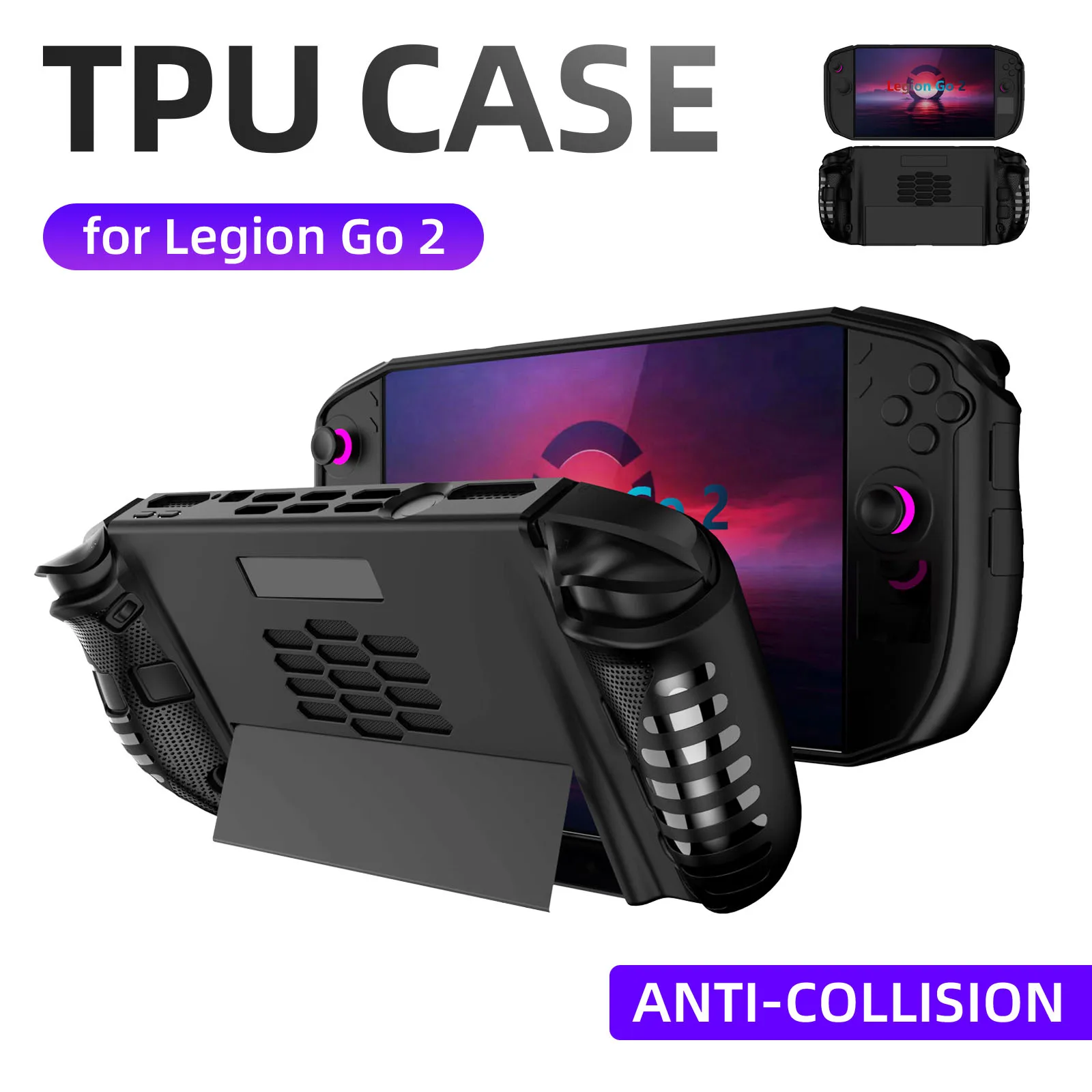 Gaming Console Lenovo Legion Go - Lenovo Legion Go 2用TPUケース、滑り止め人間工学に基づいたグリップゲームコンソール保護カバースキン耐衝撃保護アクセサリー